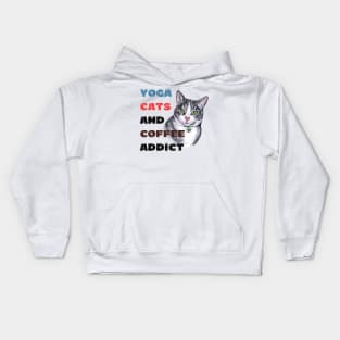 Yoga cats and coffee addict funny quote for yogi Kids Hoodie